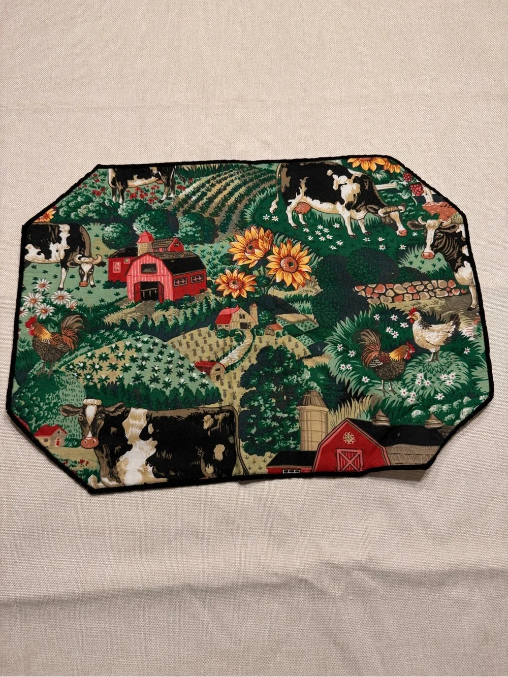 6 Vintage custom placemats Farmyard Designed by Joan Kessler